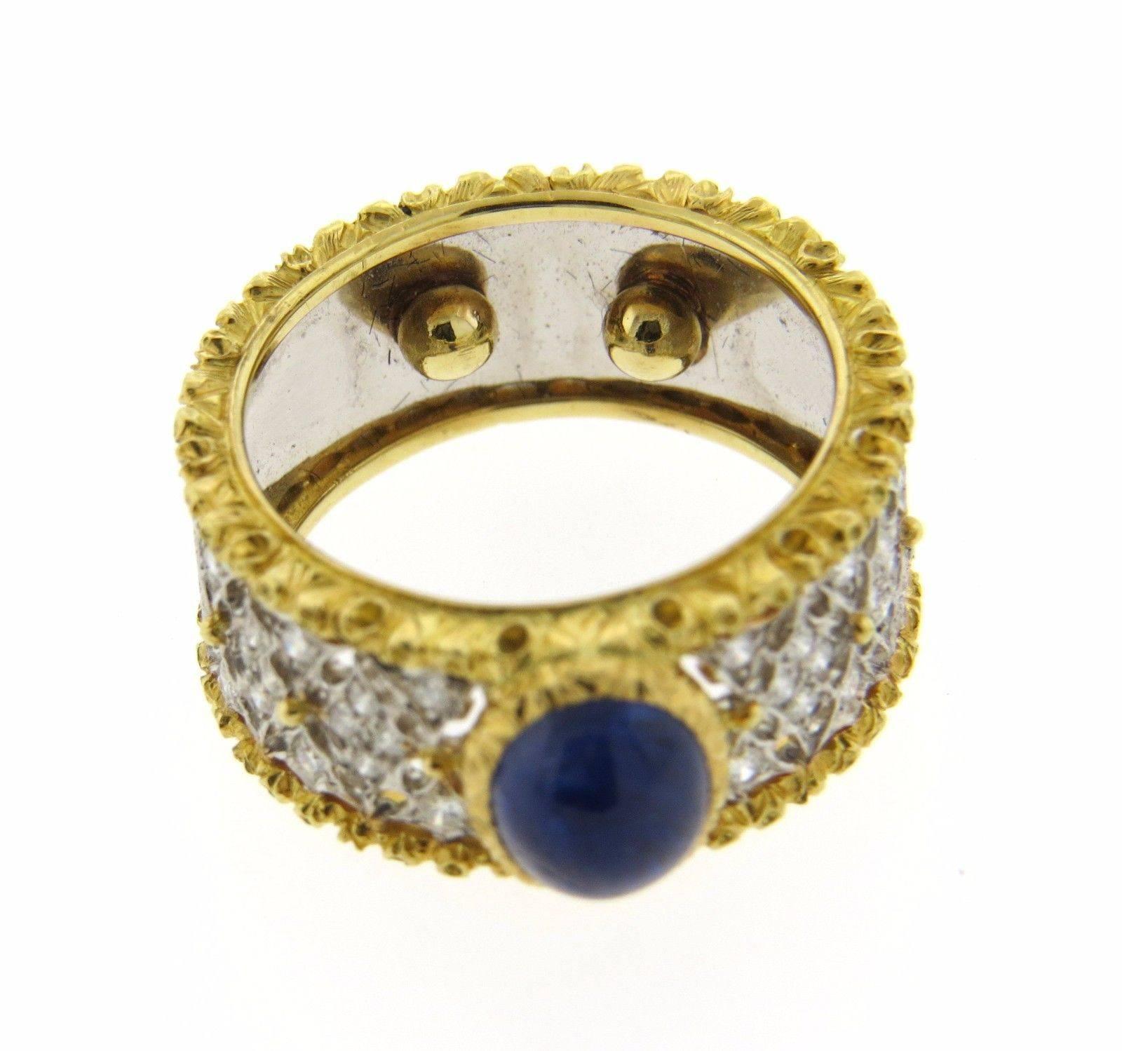 Buccellati Sapphire Diamond Gold Band Ring 1