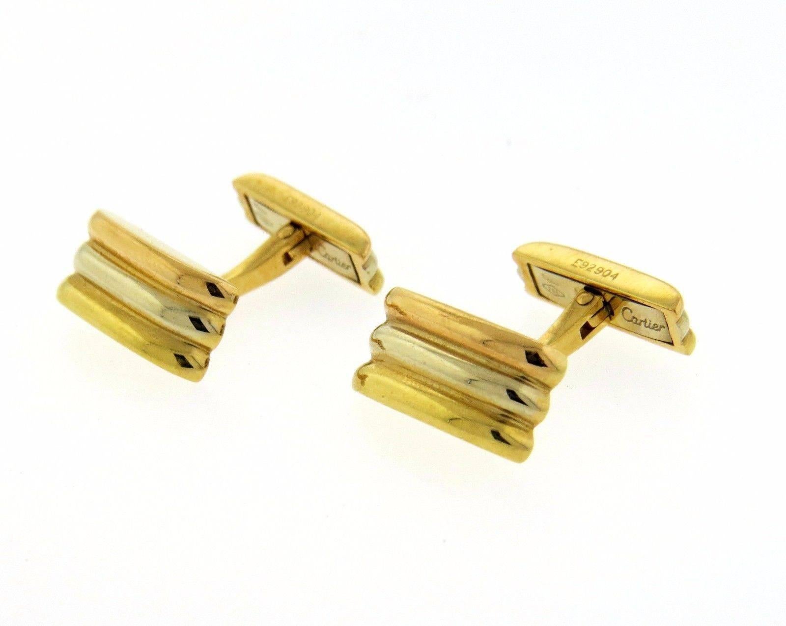 Cartier Trinity Tricolor Gold Cufflinks In Excellent Condition In Lambertville, NJ