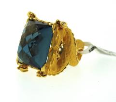Carrera Y Carrera Large Blue Topaz Diamond Gold Dragon Ring