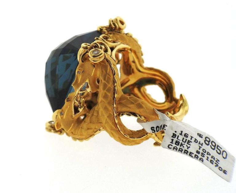 Carrera Y Carrera Large Blue Topaz Diamond Gold Dragon Ring at 1stDibs |  carrera y carrera dragon ring, blue and gold dragon, carrera y carrera  dragon