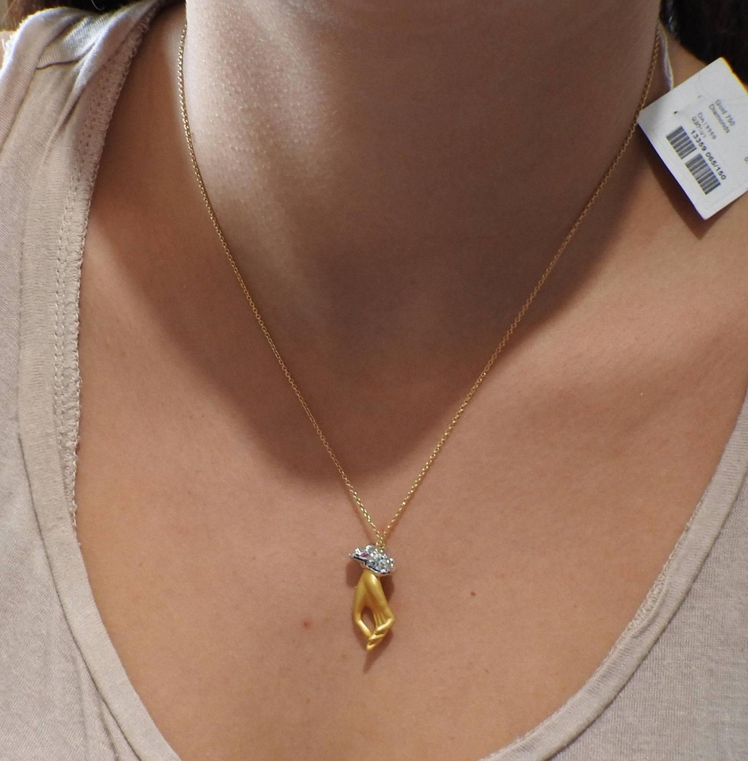 Carrera Y Carrera Diamond Gold Hand Pendant Necklace at 1stdibs