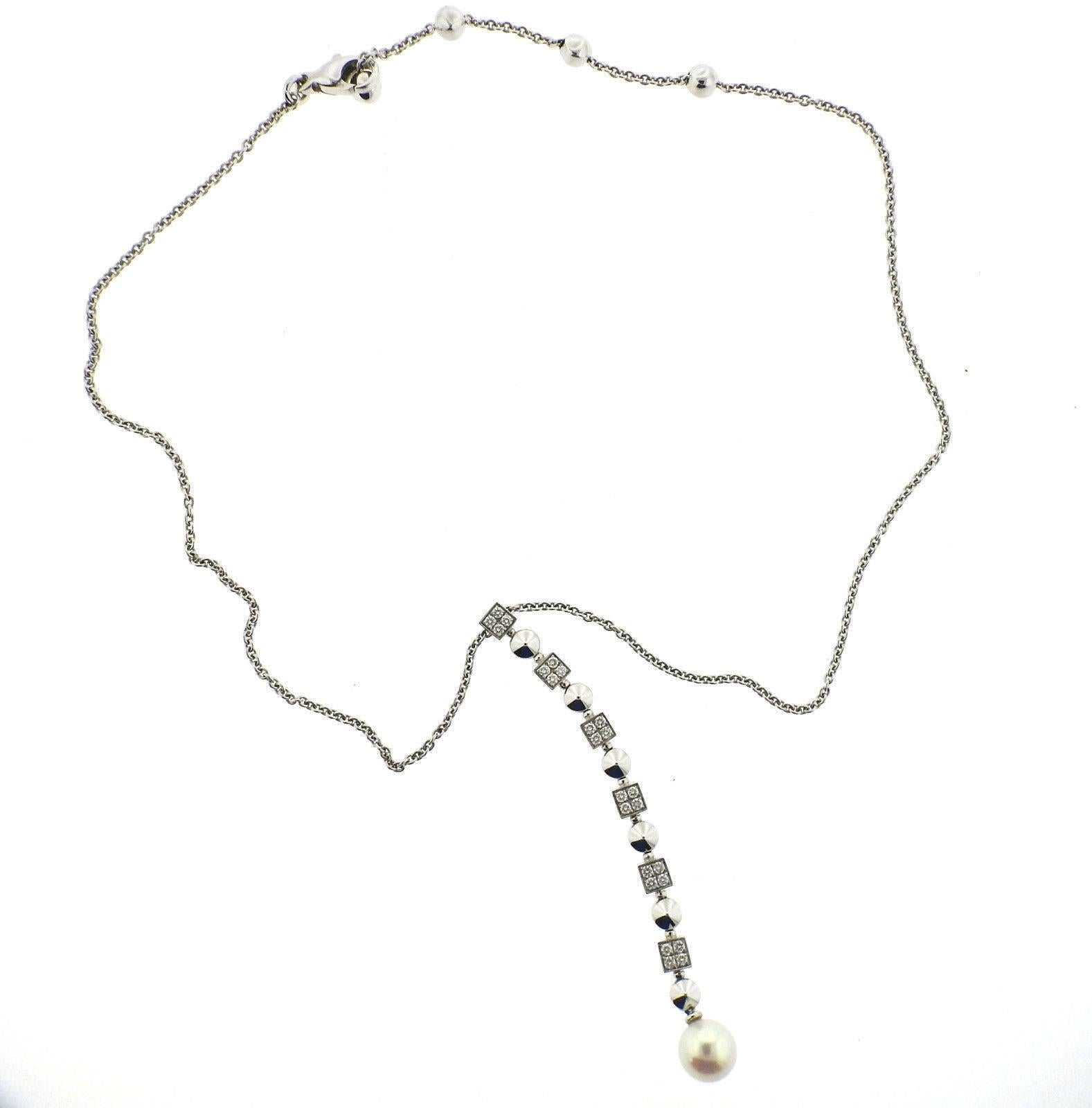 Bulgari Lucea Pearl Diamond Gold Necklace In Excellent Condition In Lambertville, NJ