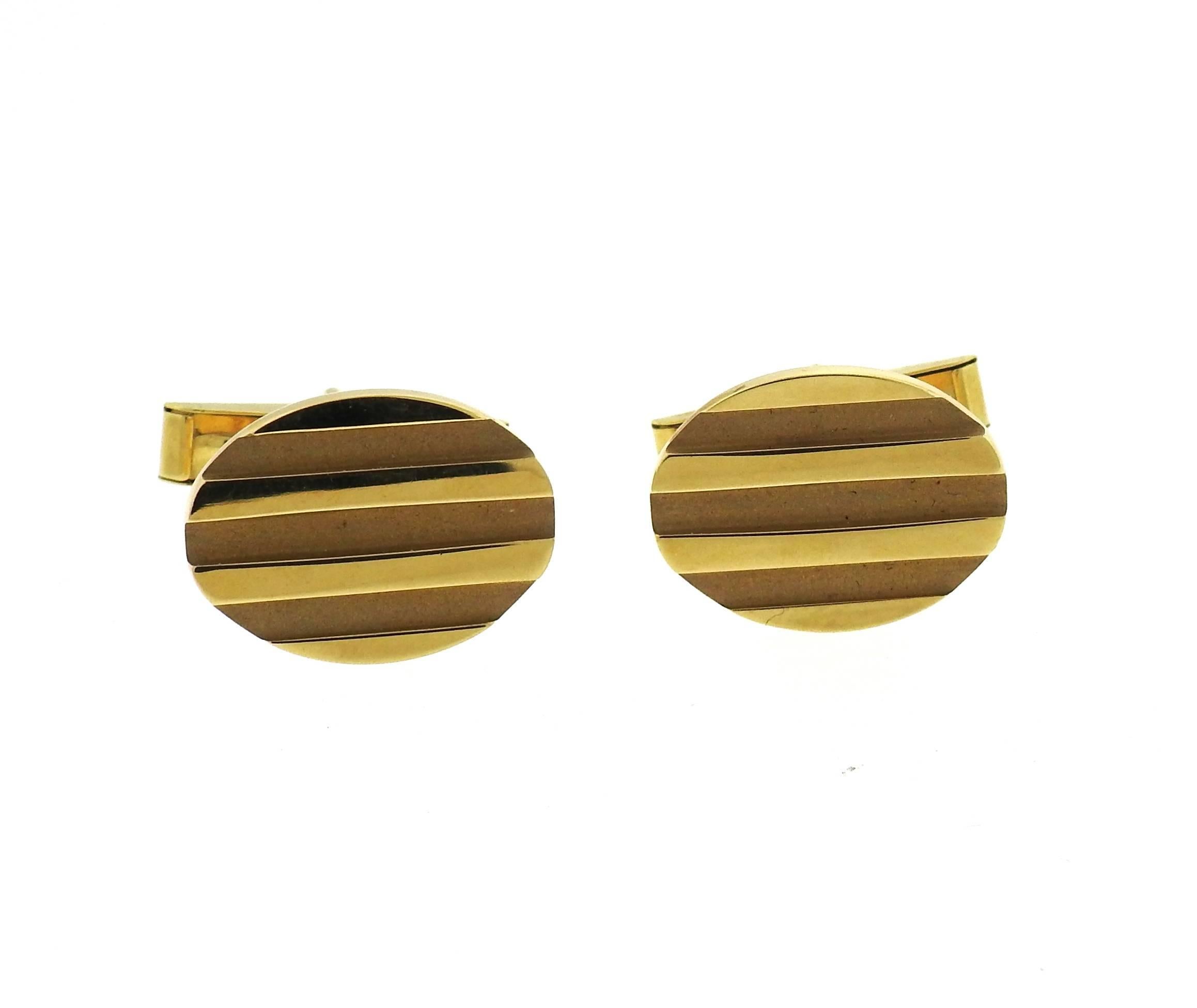 Tiffany & Co. Oval Gold Cufflinks  In Excellent Condition In Lambertville, NJ