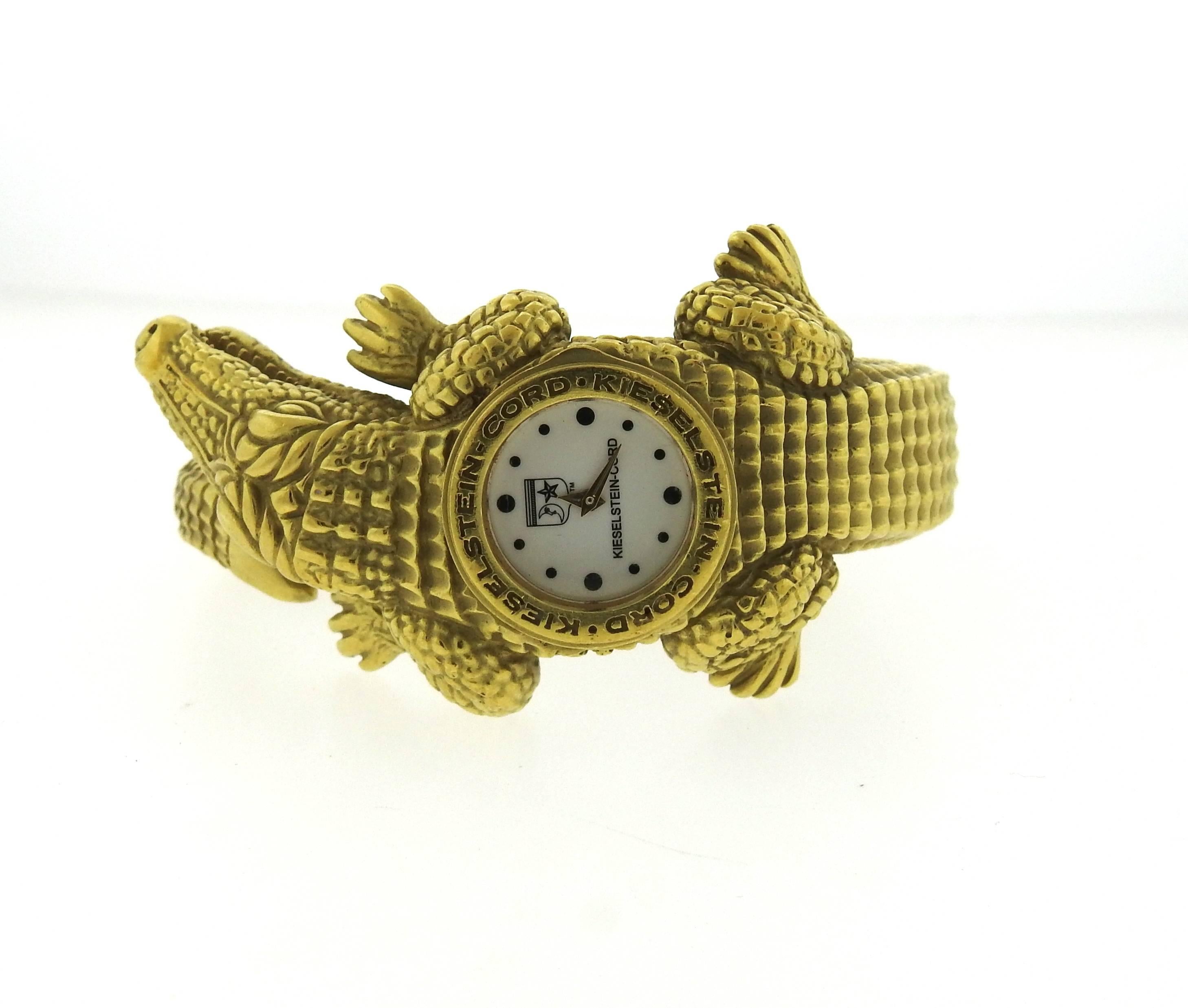 Kieselstein-Cord Ladies Yellow Gold Quartz Bracelet Wristwatch In Excellent Condition In Lambertville, NJ