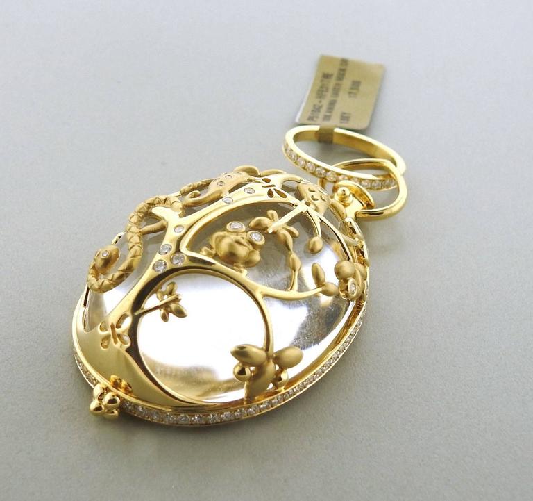 Temple St Clair Large Crystal Diamond Gold Anima Earth Pendant For 