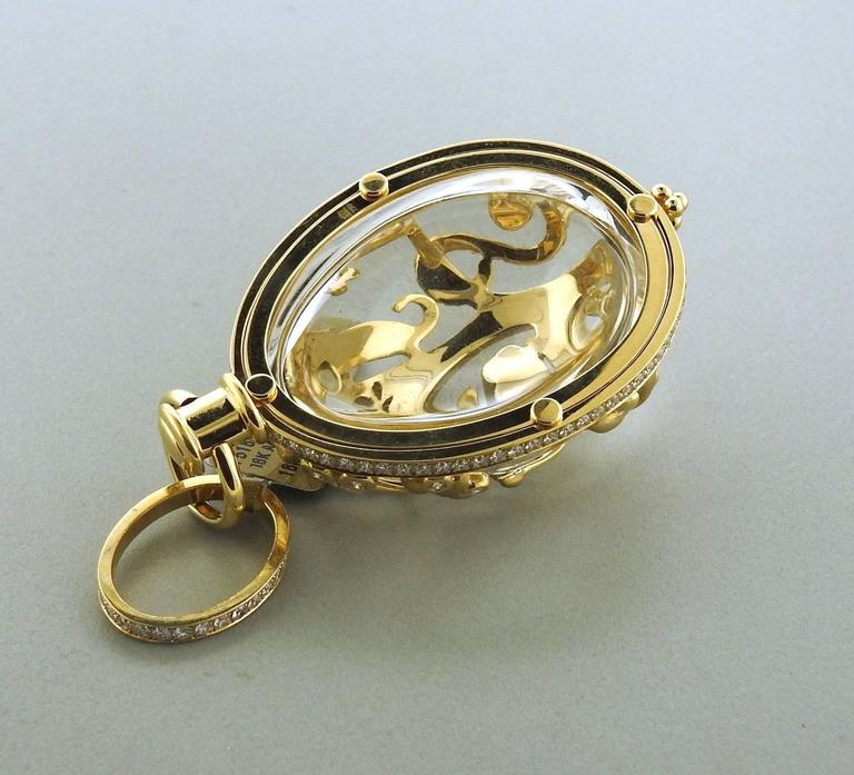 Temple St Clair Large Crystal Diamond Gold Anima Earth Pendant For 