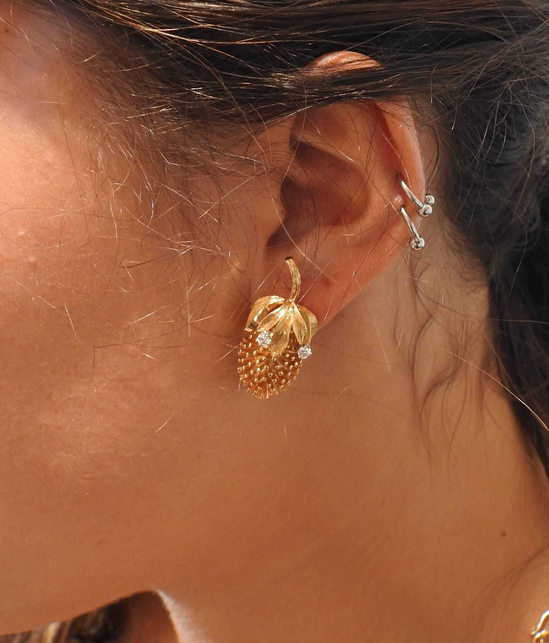 Women's Diamond Gold Exotic Fruit Earrings