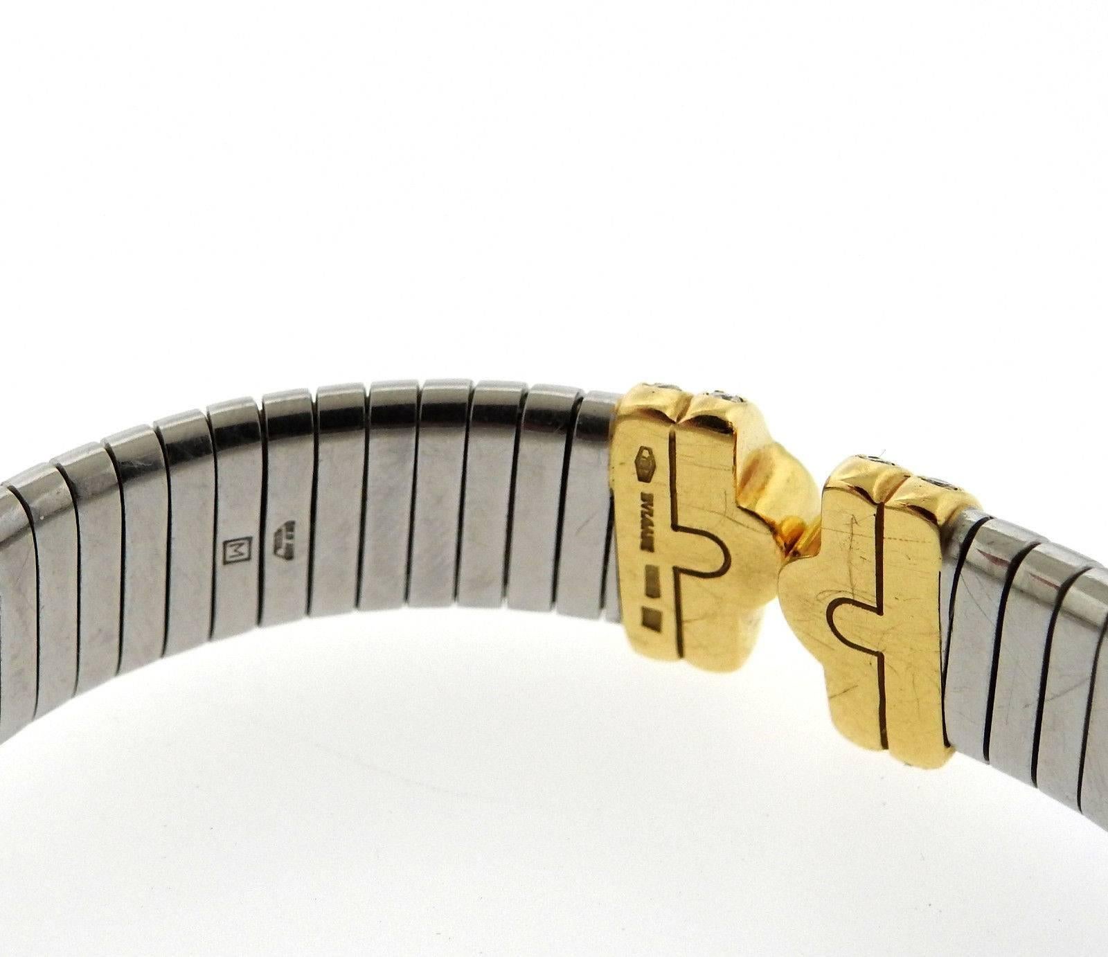 Women's Bulgari Parentesi Diamond Stainless Steel Gold Bracelet