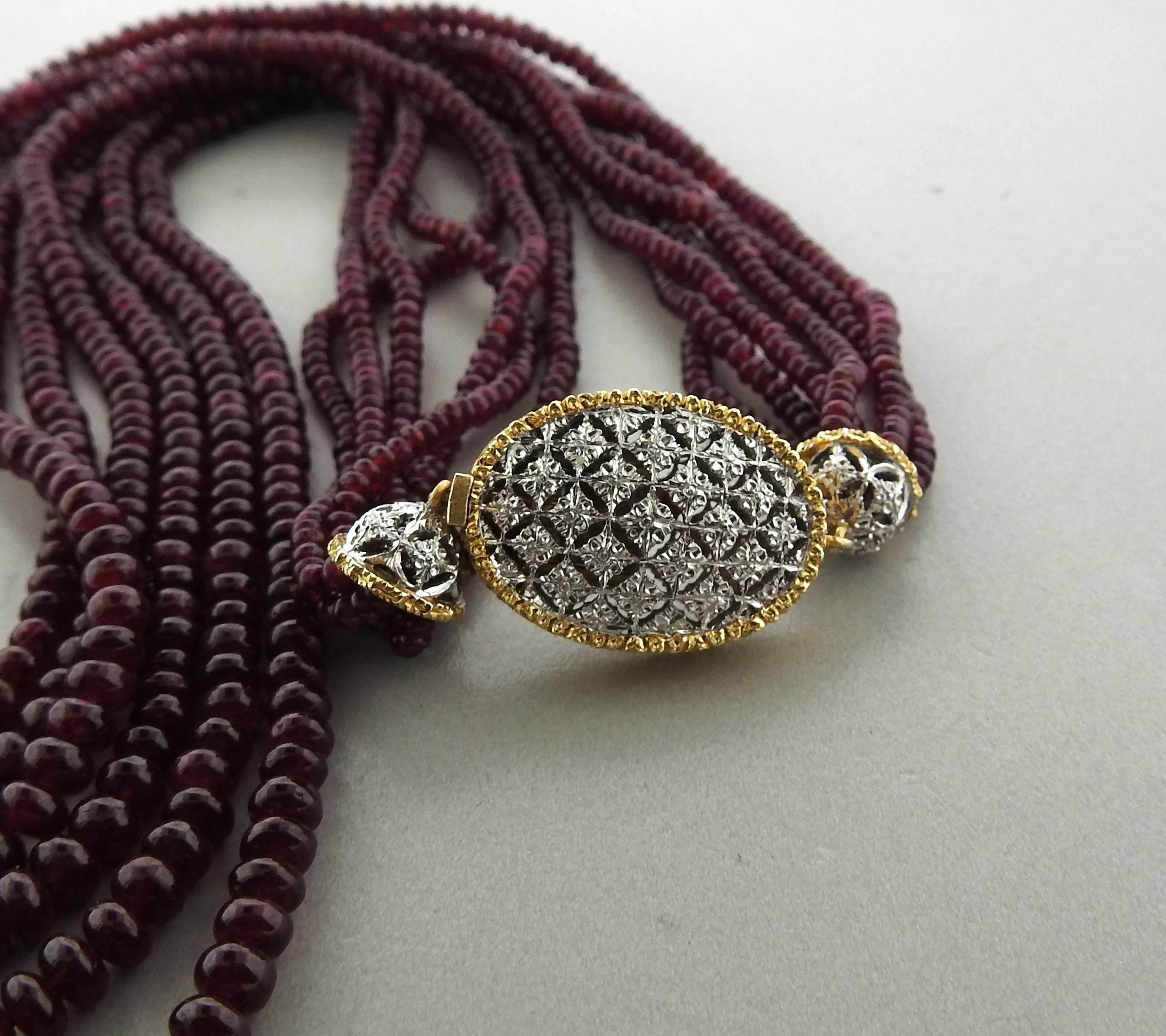 Women's Buccellati Ruby Gold Multi Strand Necklace 