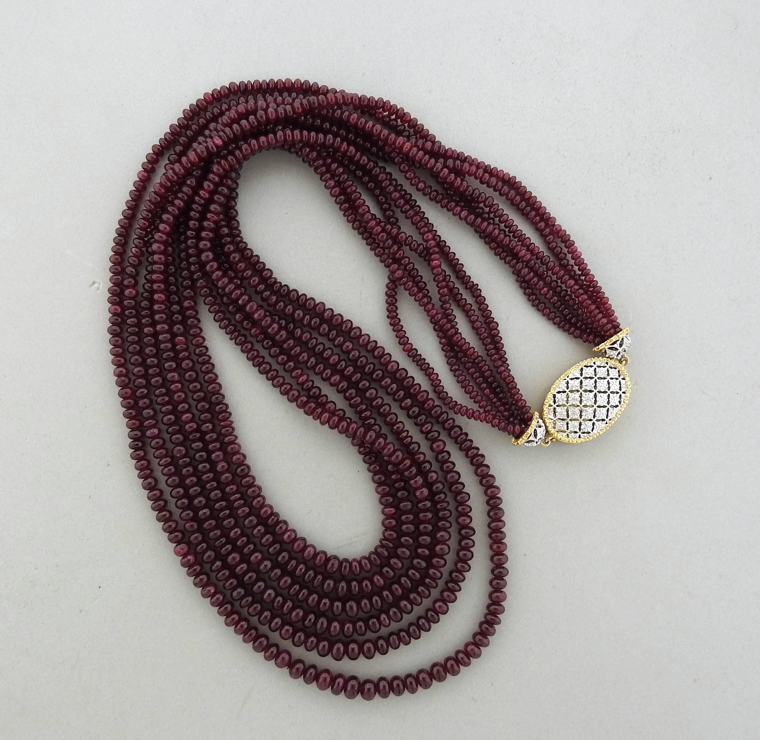 Buccellati Ruby Gold Multi Strand Necklace  1