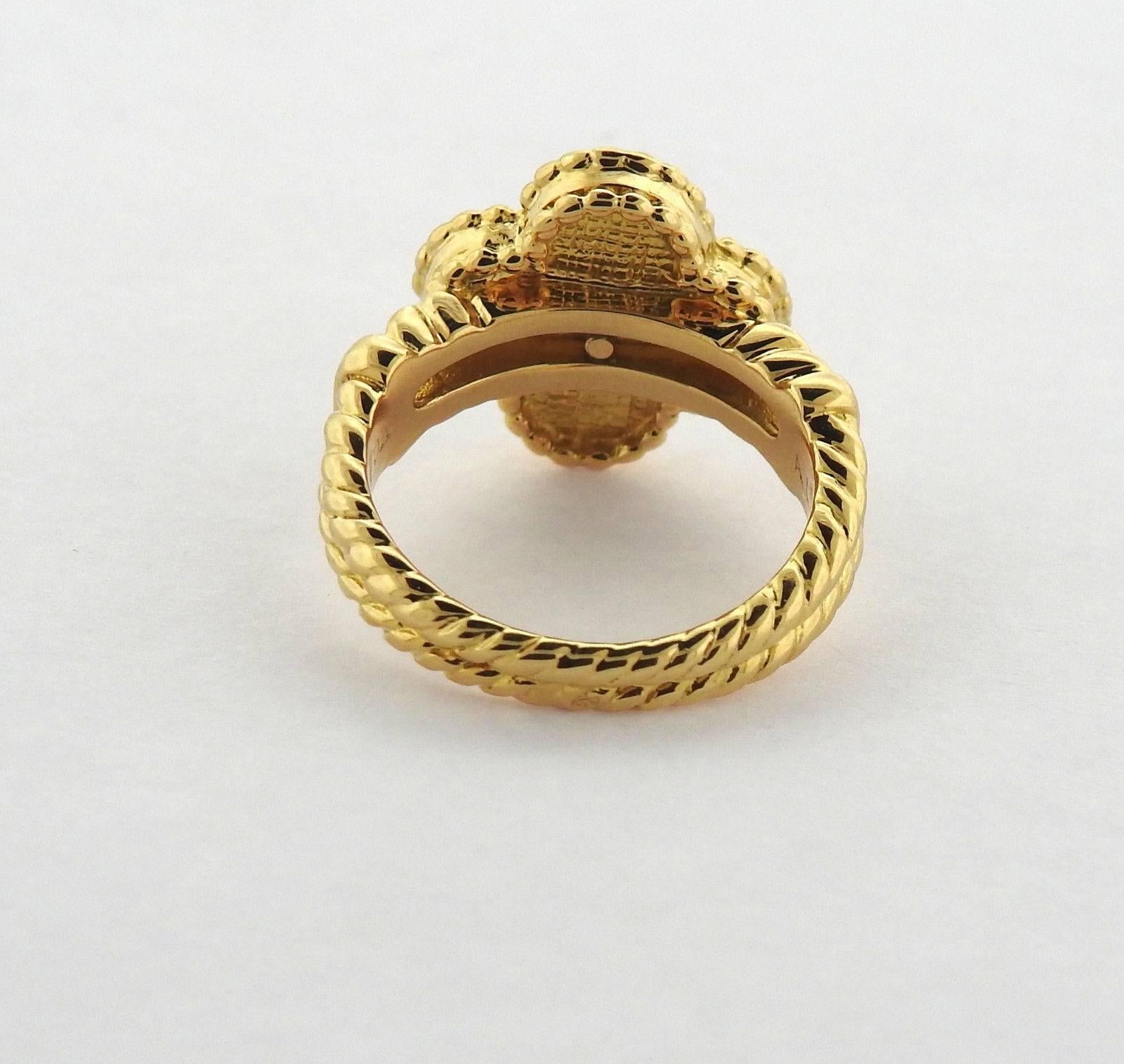Van Cleef & Arpels Vintage Alhambra Diamond Gold Clover Ring 1