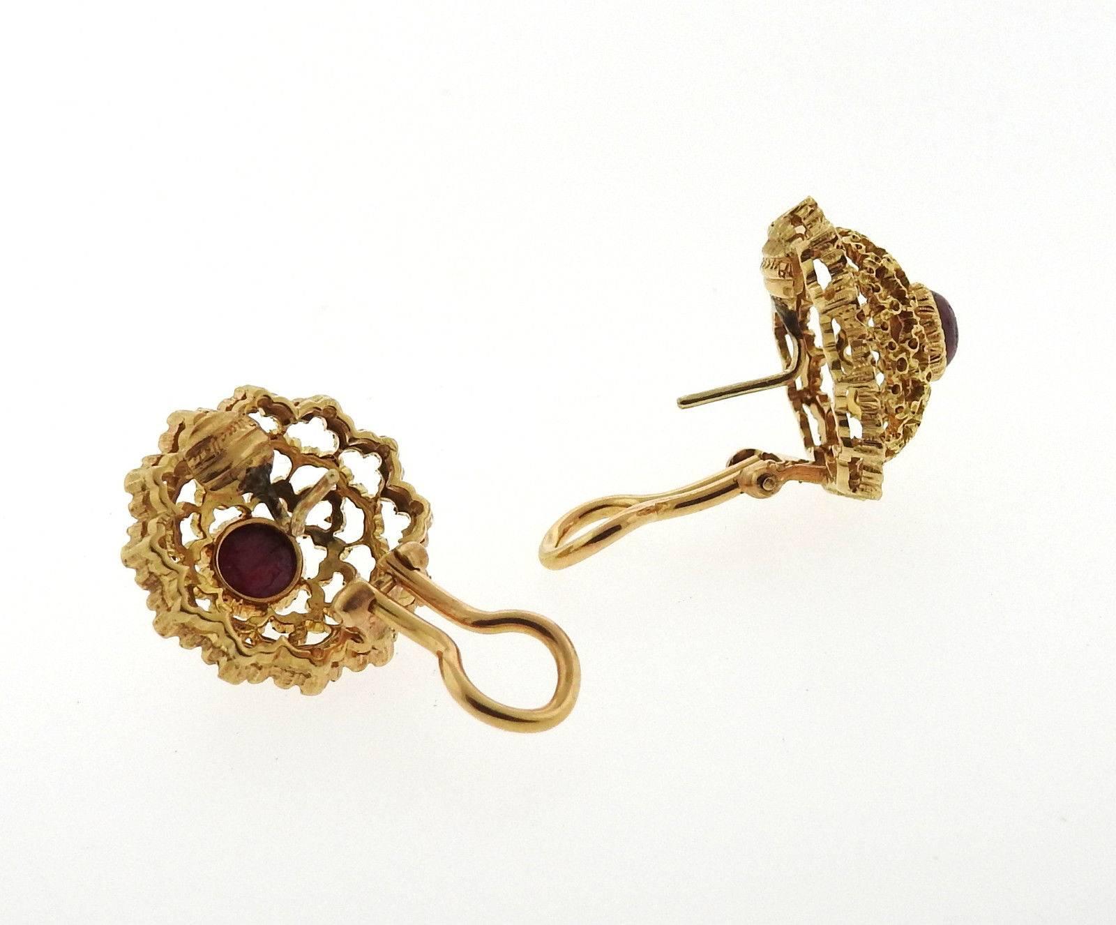 Women's Buccellati Ruby Gold Earrings