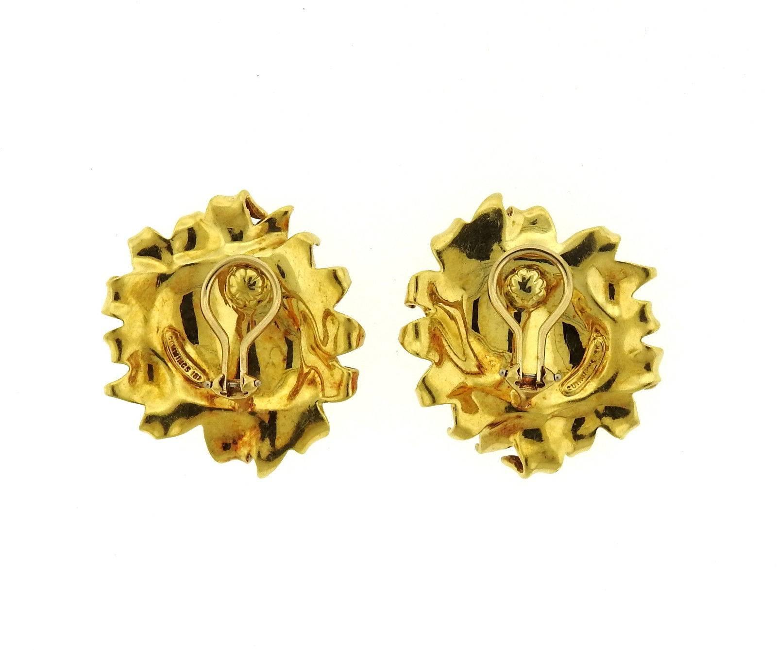 Angela Cummings Rare Large Gold Sunflower Earrings In Excellent Condition In Lambertville, NJ