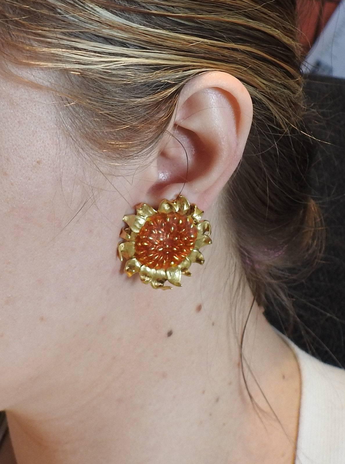 Women's Angela Cummings Rare Large Gold Sunflower Earrings