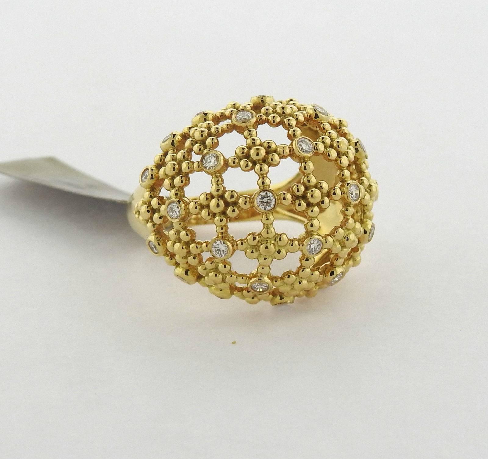 Women's Temple St. Clair Diamond Gold Fiore Bombe Dome Ring