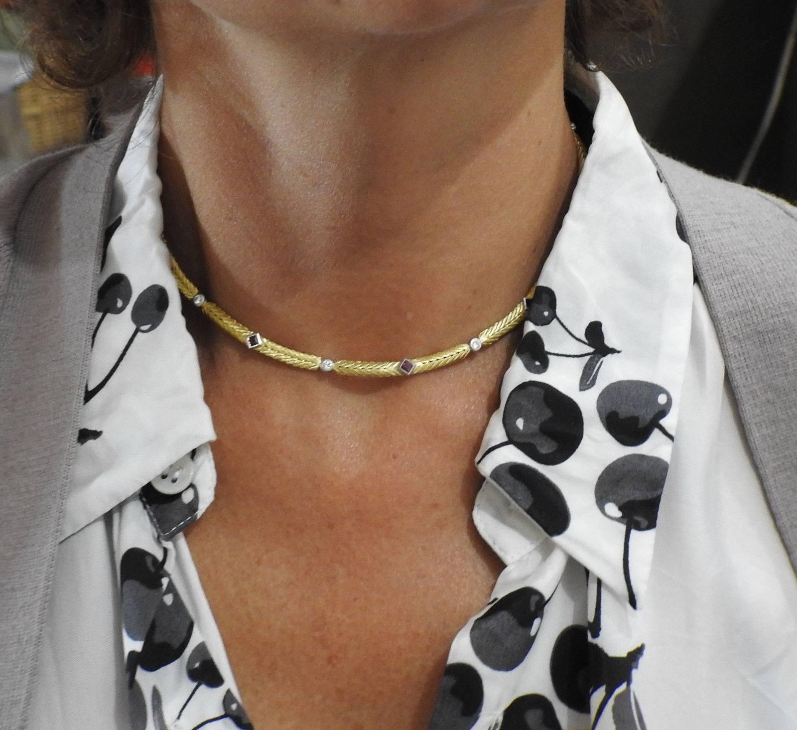 Women's Buccellati Oro Ruby Diamond Gold Necklace