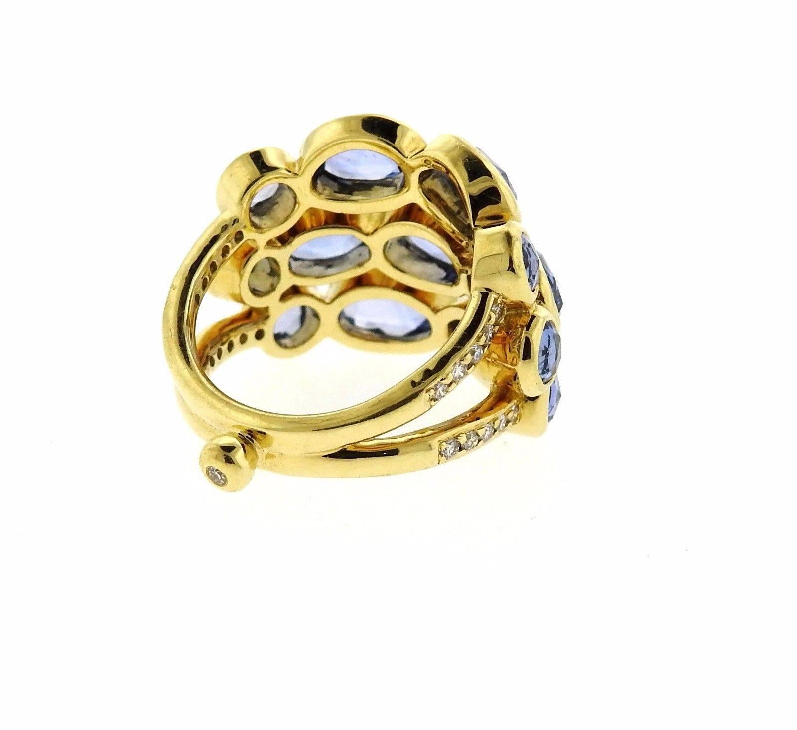 Rose Cut Temple St. Clair Hera Sapphire Diamond Gold Bombe Ring