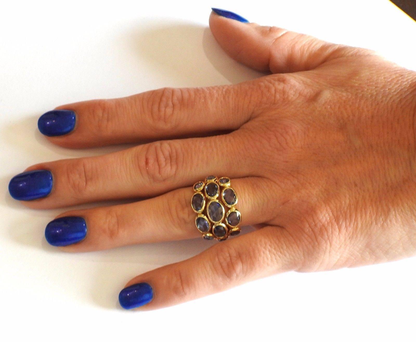 Temple St. Clair Hera Sapphire Diamond Gold Bombe Ring In New Condition In Lambertville, NJ