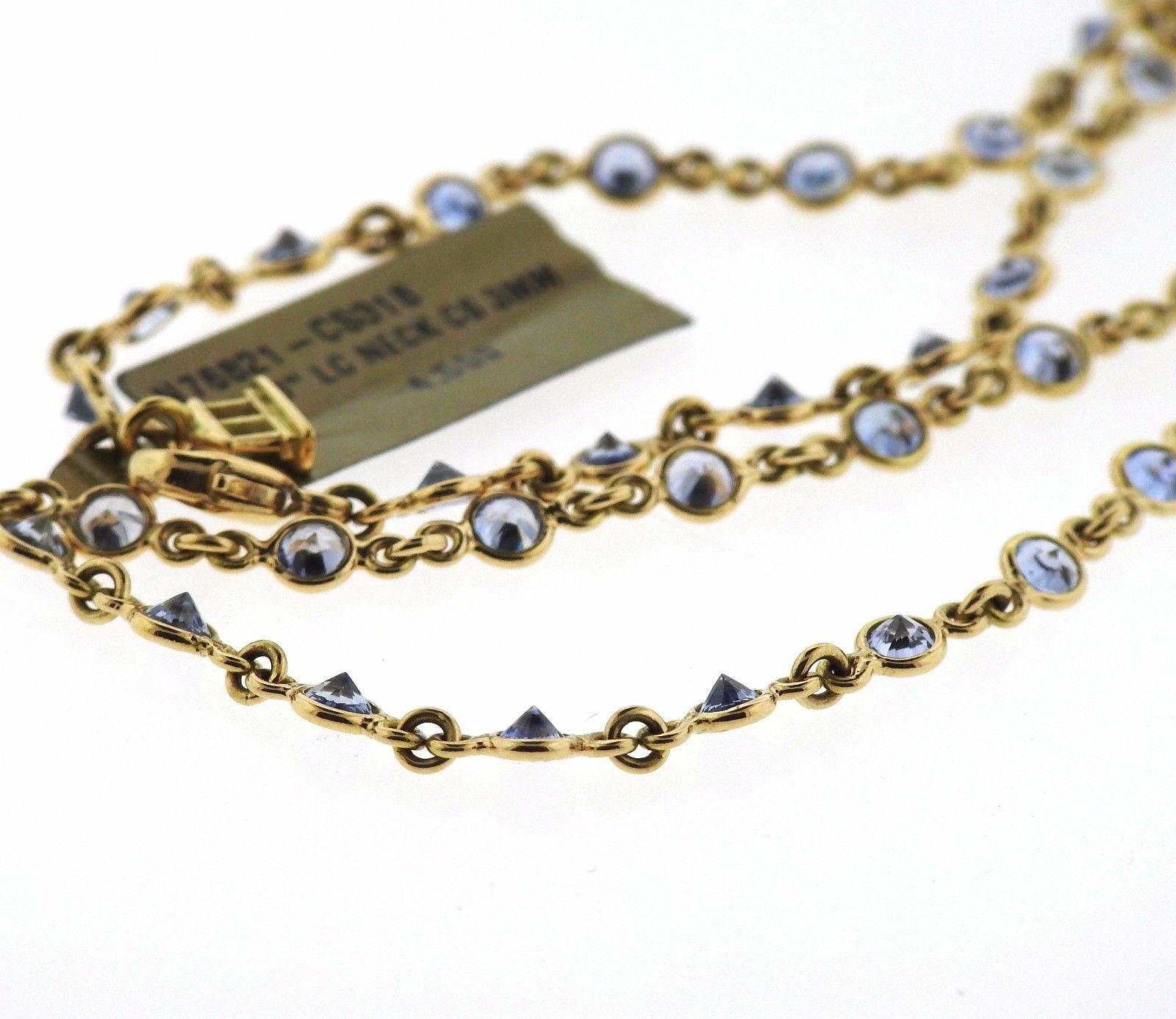 Temple St. Clair Blue Sapphire Gold Chain Necklace In New Condition In Lambertville, NJ