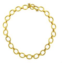 Elizabeth Locke Ruby Gold Link Toggle Necklace