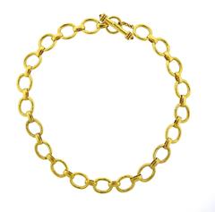 Elizabeth Locke Ruby Gold Link Toggle Necklace