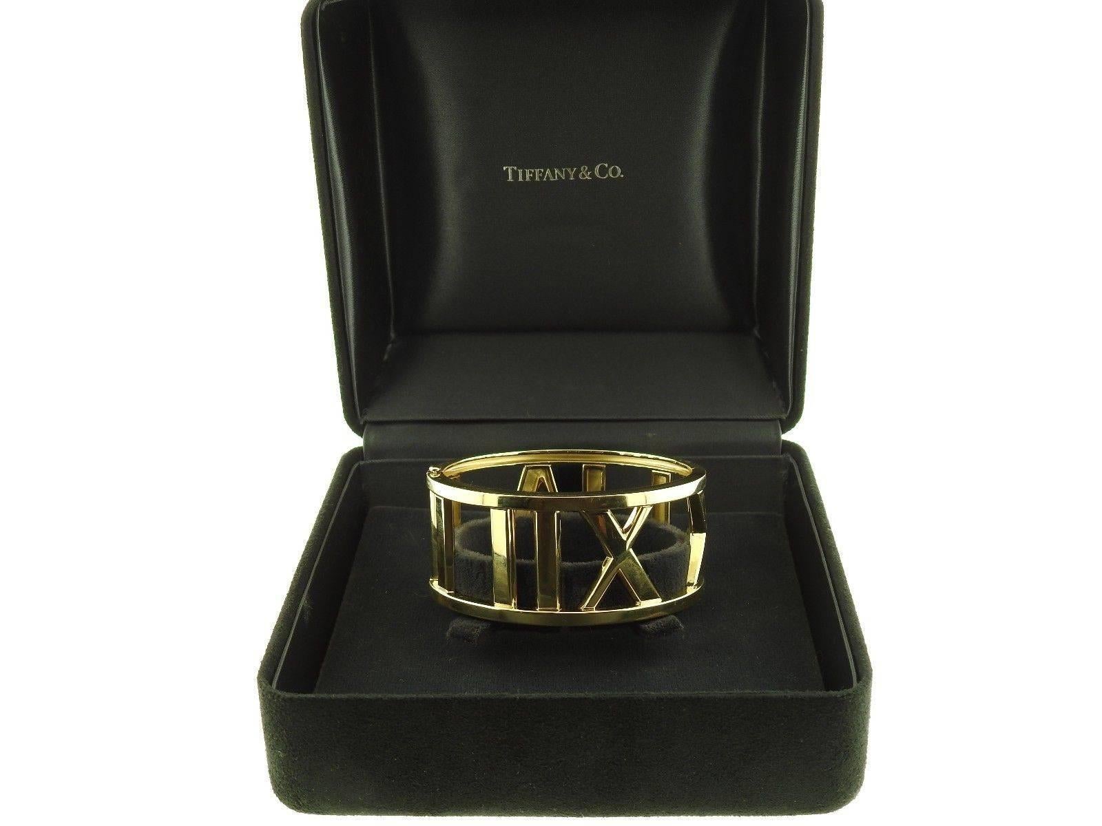 Tiffany & Co. Atlas Gold Wide Bangle Bracelet In Excellent Condition In Lambertville, NJ