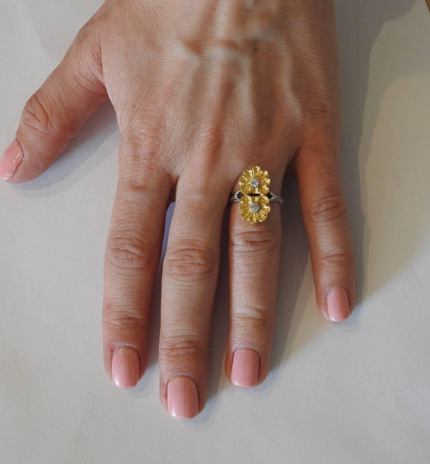 Women's Buccellati Diamond Gold Flower Ring