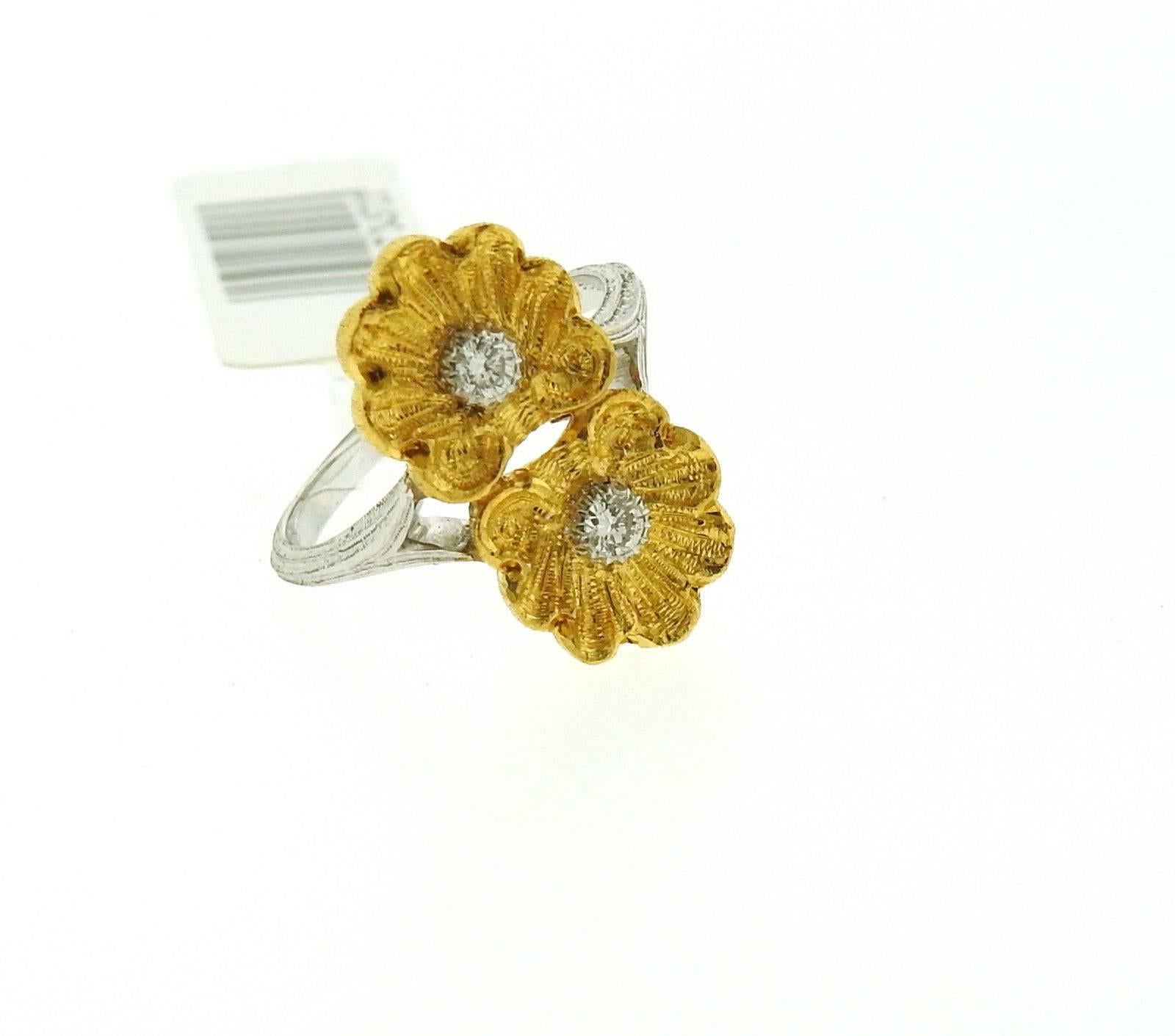 Buccellati Diamond Gold Flower Ring In Excellent Condition In Lambertville, NJ
