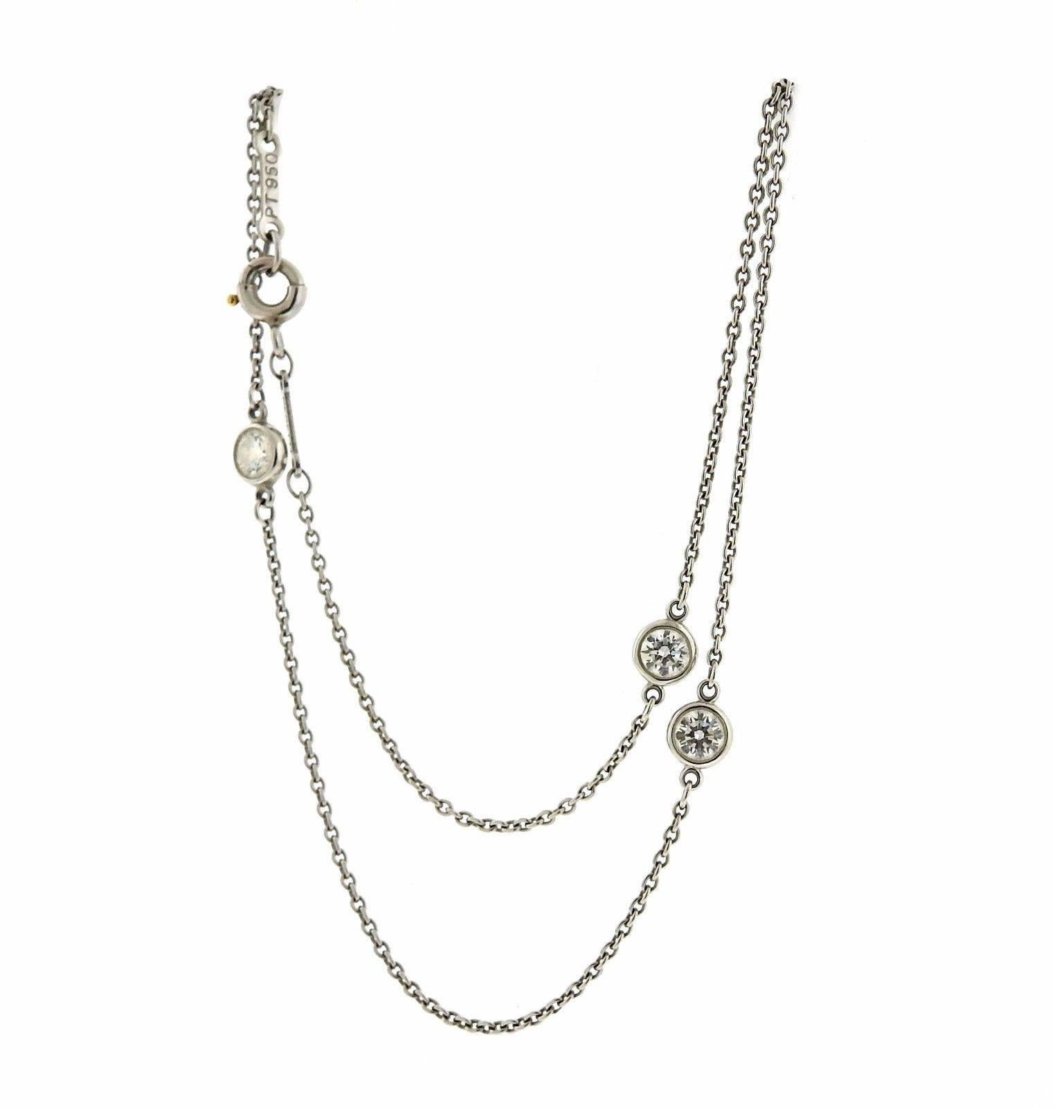 Tiffany & Co. Elsa Peretti Diamonds by the Yard Platinum Necklace In Excellent Condition In Lambertville, NJ