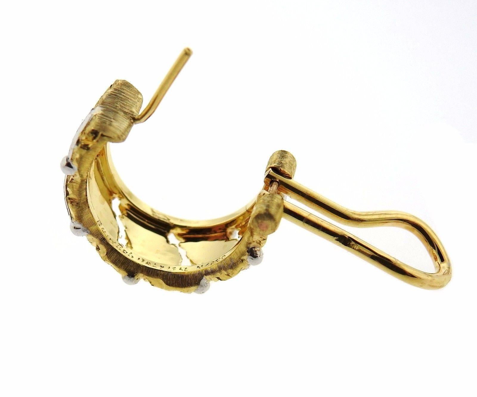 gold leaf hoop earrings