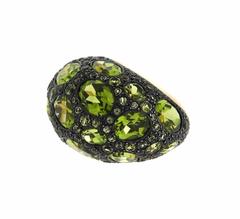 Pomellato Tabou Gold Burnished Silver Peridot Large Ring