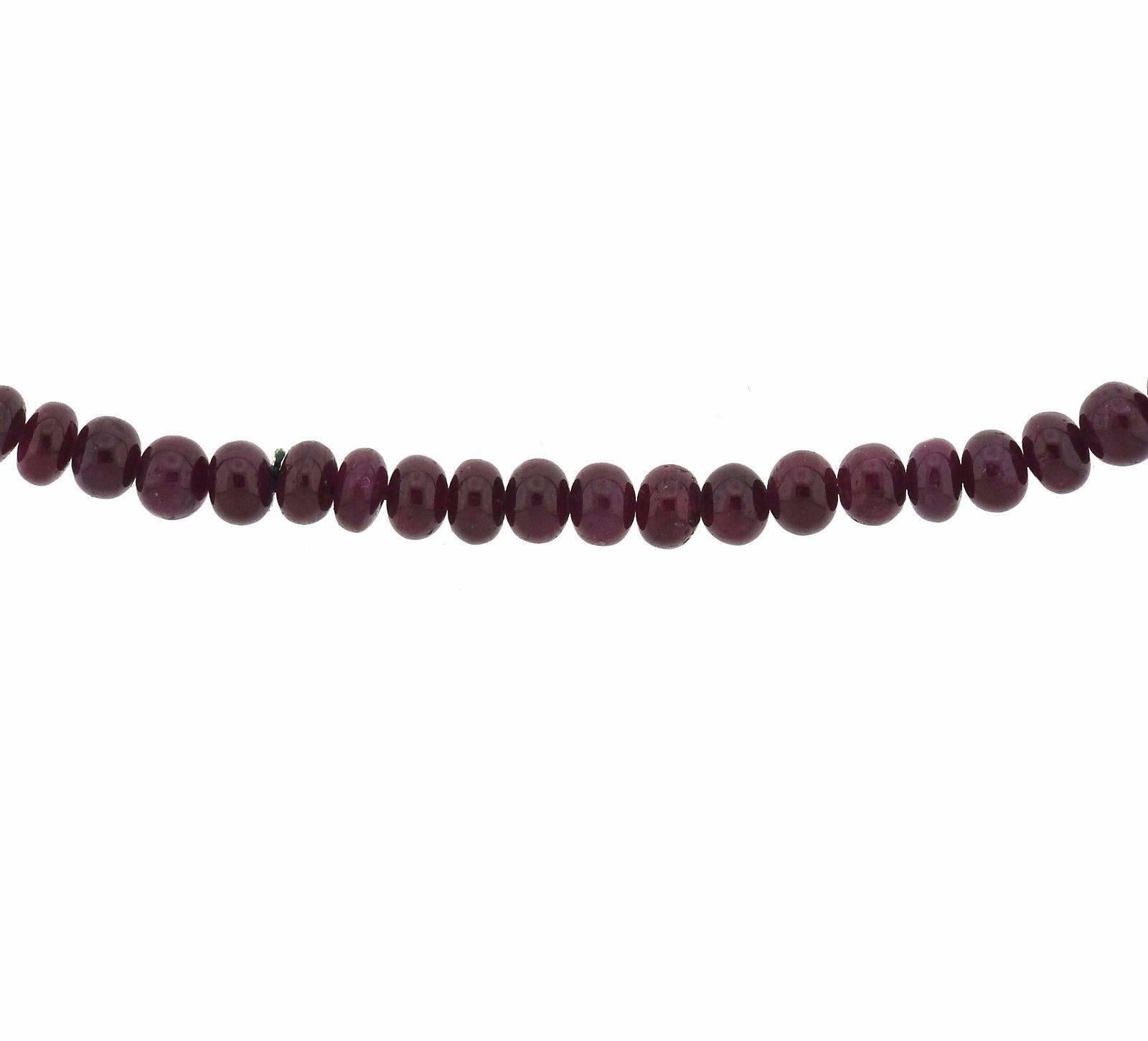 Buccellati Ruby Gold Bead Necklace In Excellent Condition In Lambertville, NJ