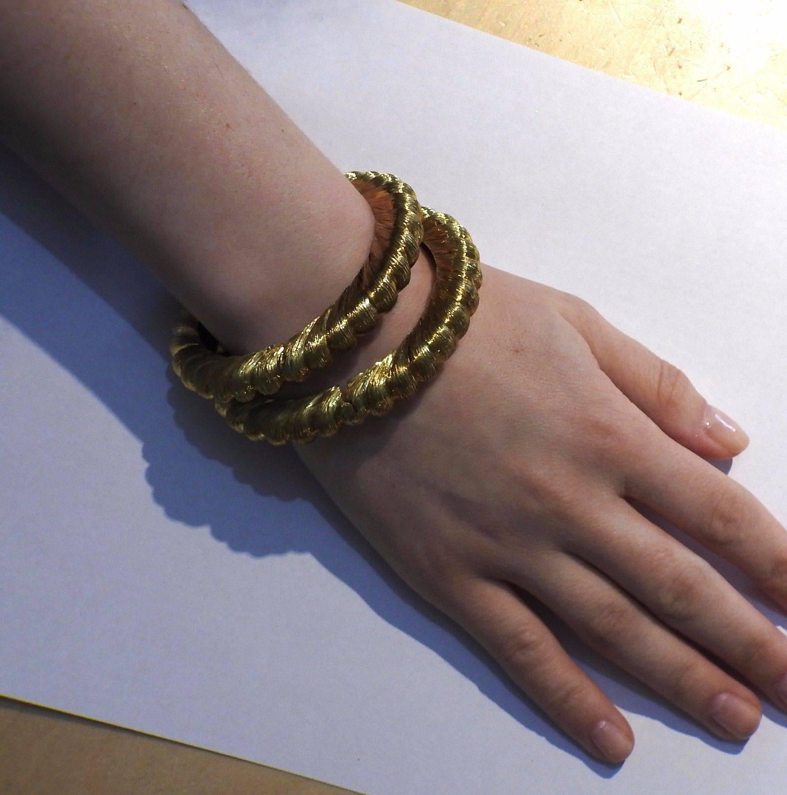 Tiffany & Co. Gold Brushed Finish Bangle Bracelet Set 1