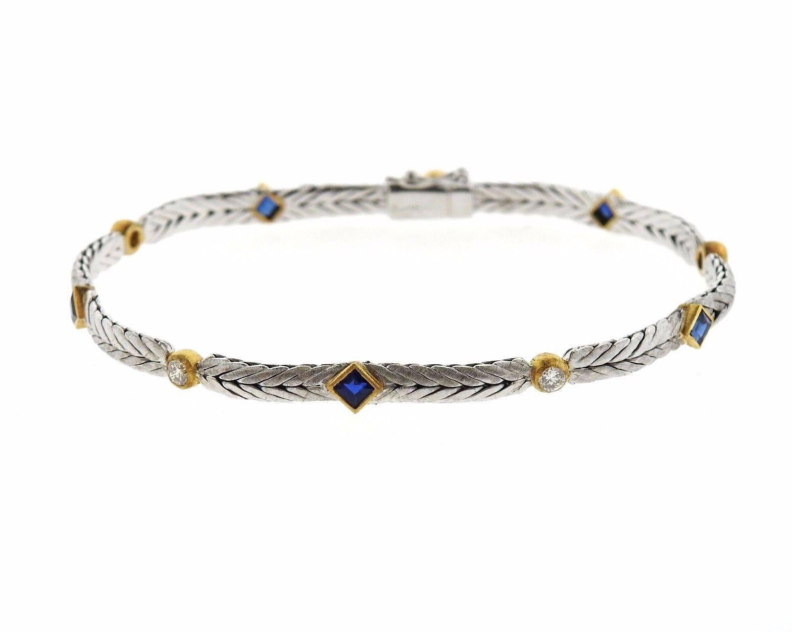 Women's Buccellati Sapphire Diamond Gold Bracelet