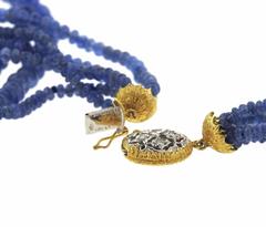 Mario Buccellati Sapphire Diamond Gold Bead Multi Strand Necklace