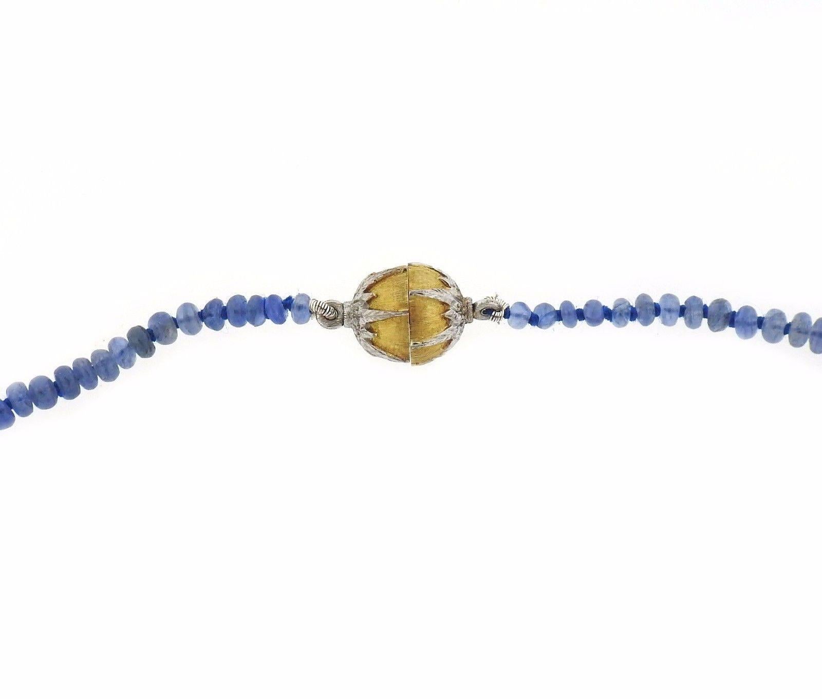 Buccellati Sapphire Two Color Gold Bead Necklace In Excellent Condition In Lambertville, NJ
