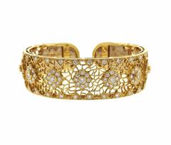 Diamond Gold Openwork Cuff Bracelet