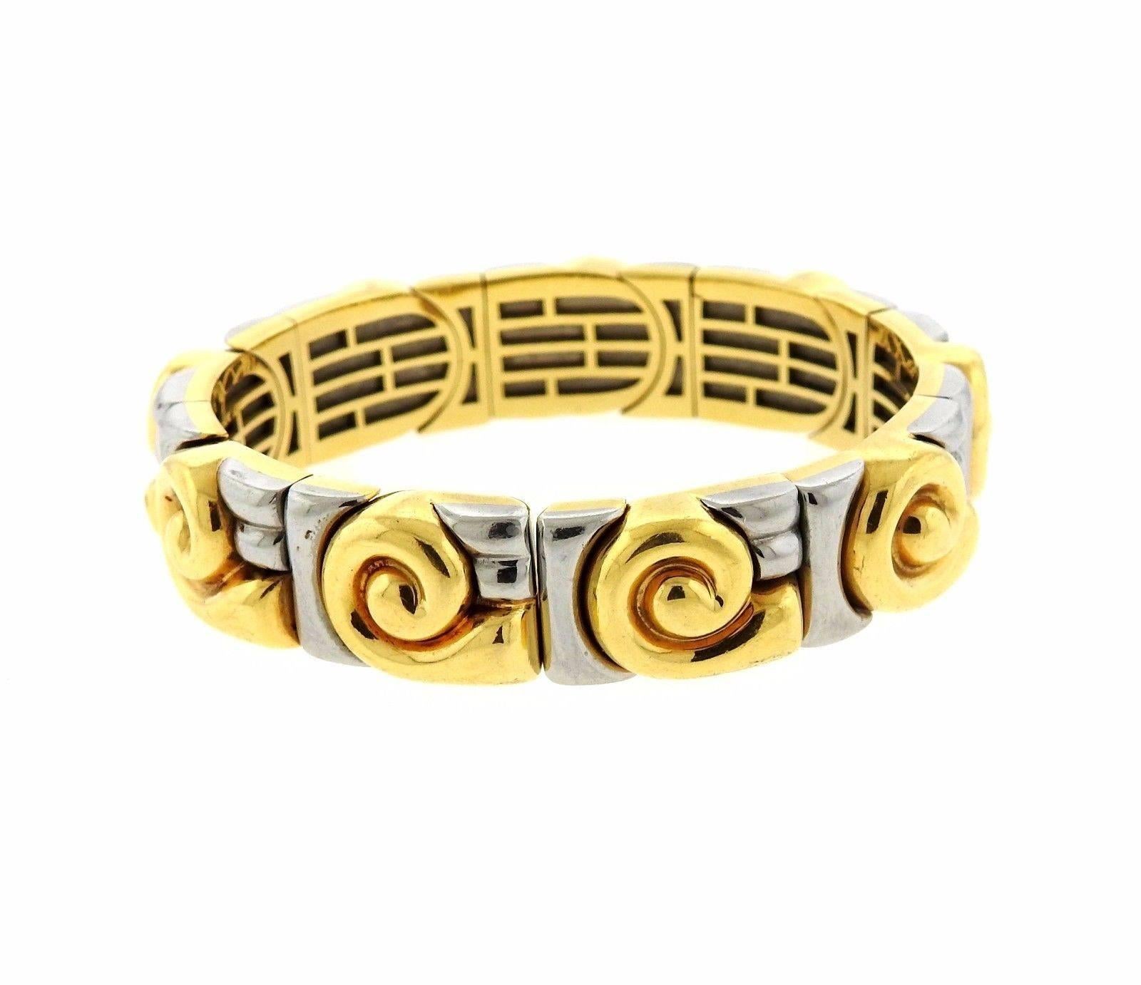 Women's Bulgari Two Color Gold Swirl Cuff Bracelet