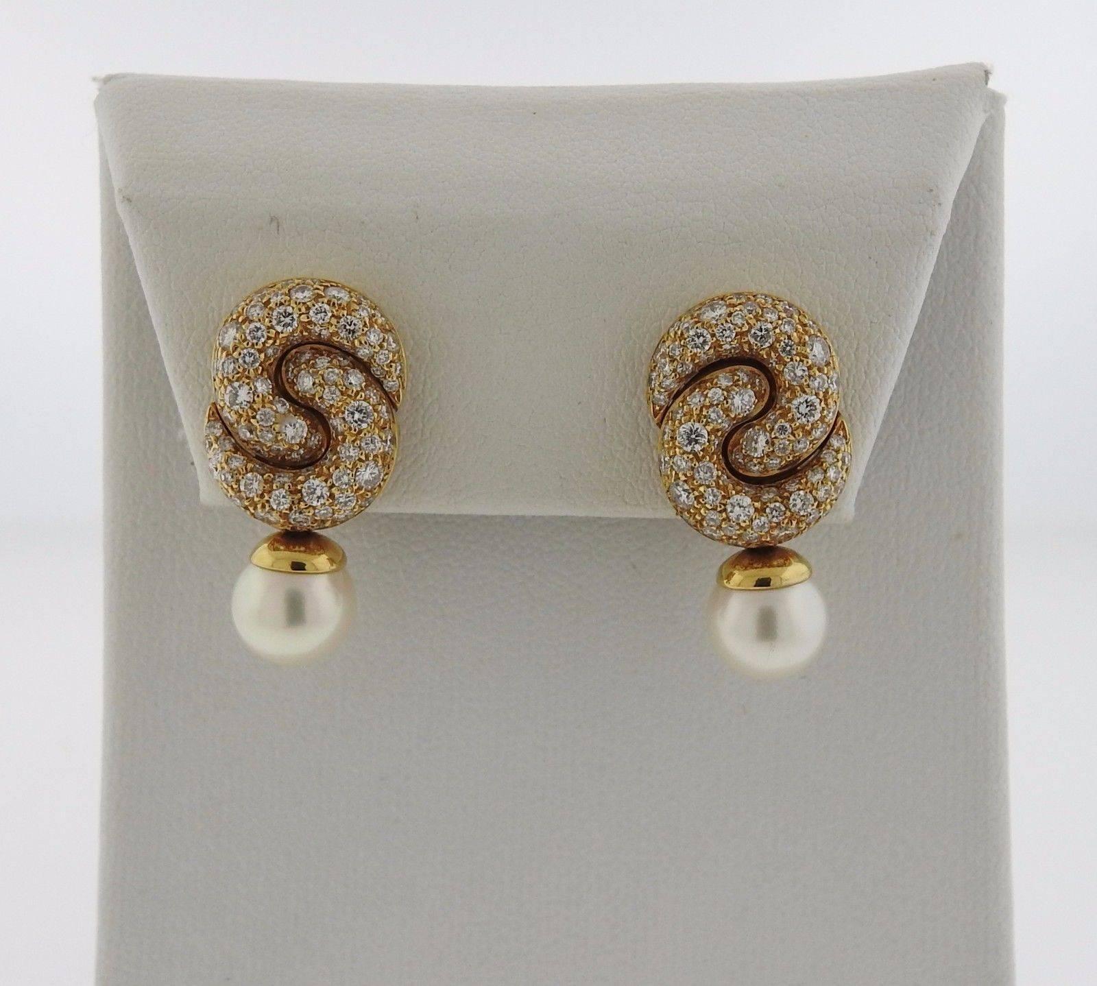 Women's Marina B Pearl Diamond Gold Necklace Bracelet Earrings Set
