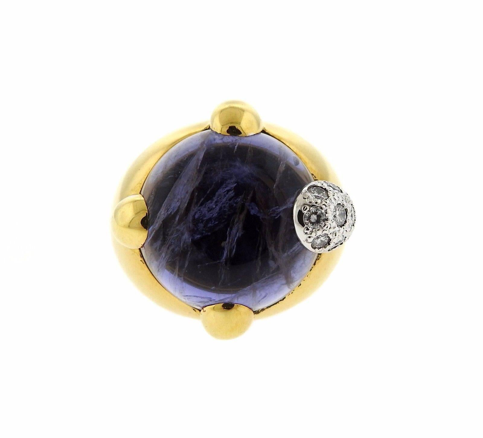 Pomellato Gold Purple Quartz Diamond Ring In Excellent Condition In Lambertville, NJ