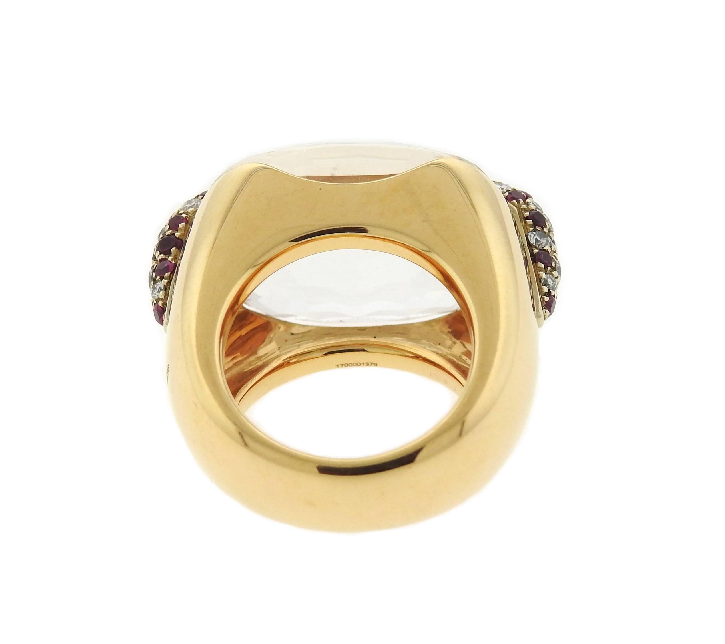 Pomellato Pin Up Gold Diamond White Topaz Ring In Excellent Condition In Lambertville, NJ