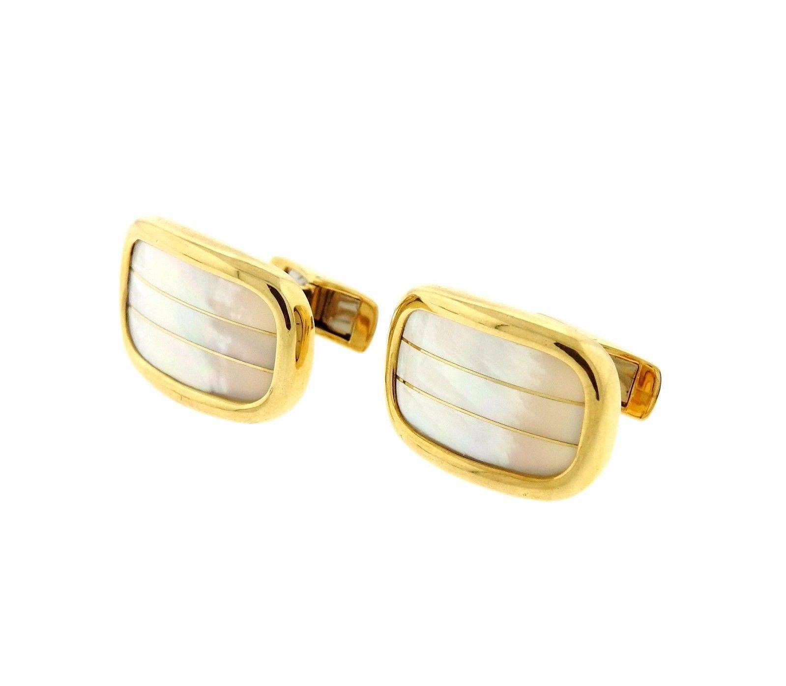 Women's or Men's Gold Mother of Pearl Cufflinks Stud Dress Set