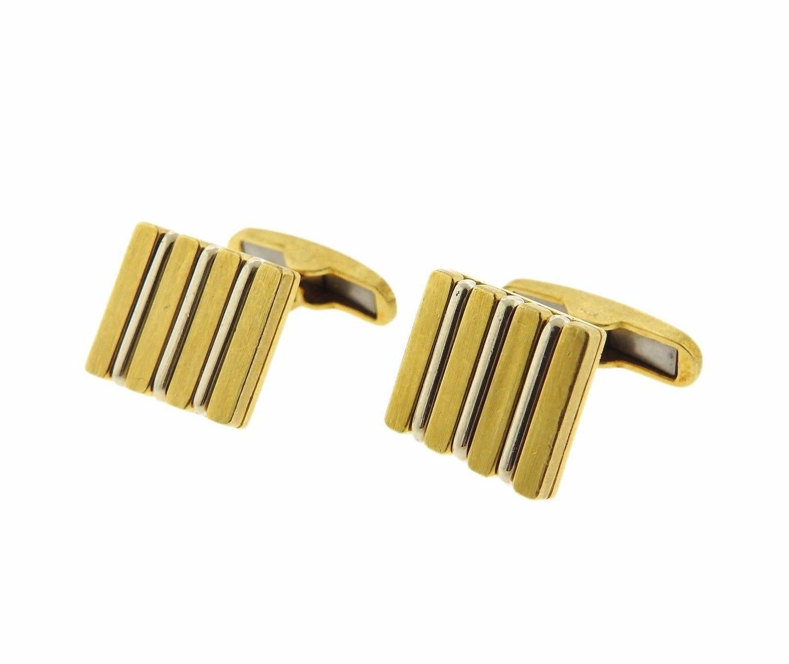 White Yellow Gold Cufflinks Stud Dress Set In Excellent Condition In Lambertville, NJ