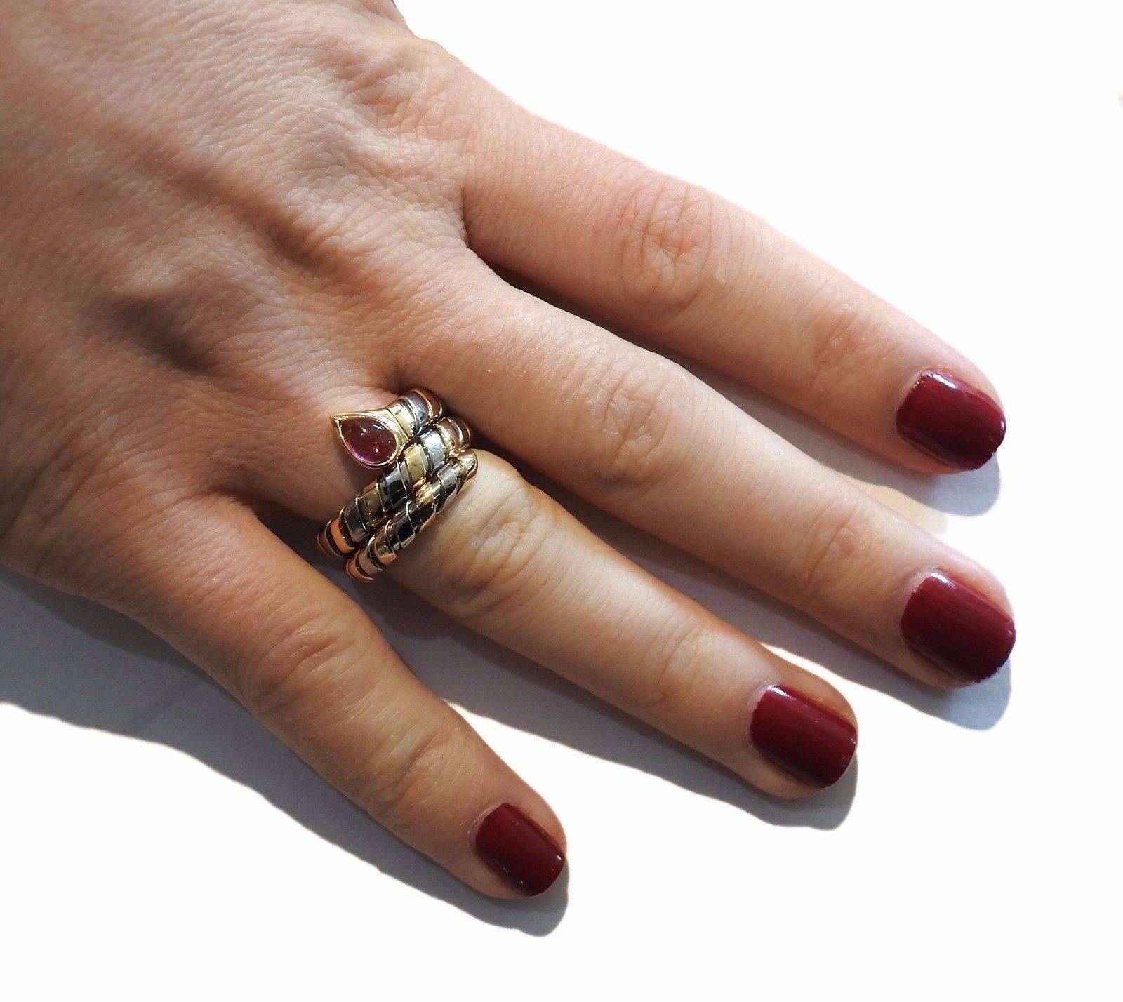 Women's Bulgari Serpenti Tubogas Gold Pink Tourmaline Wrap Ring