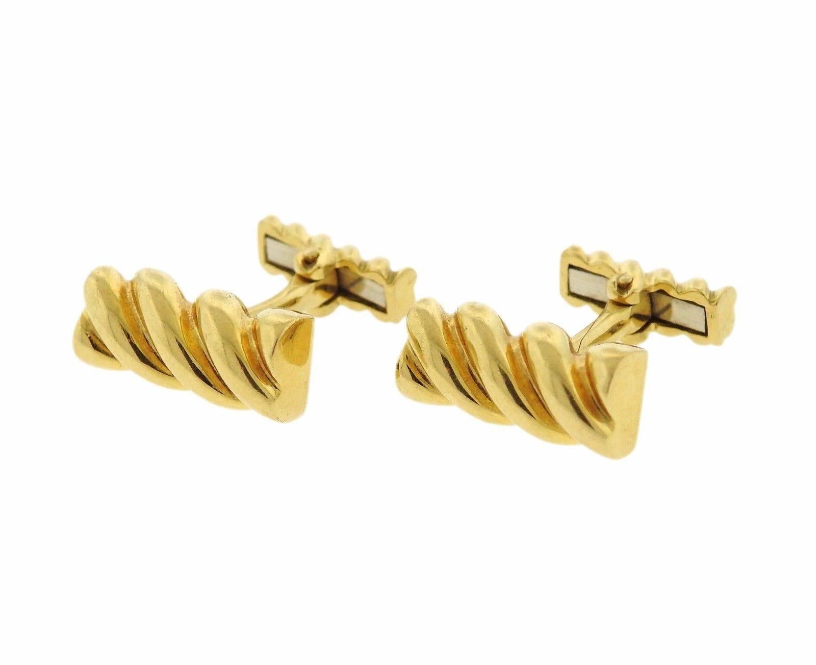 Men's Classic Gold Twist Bar Cufflinks