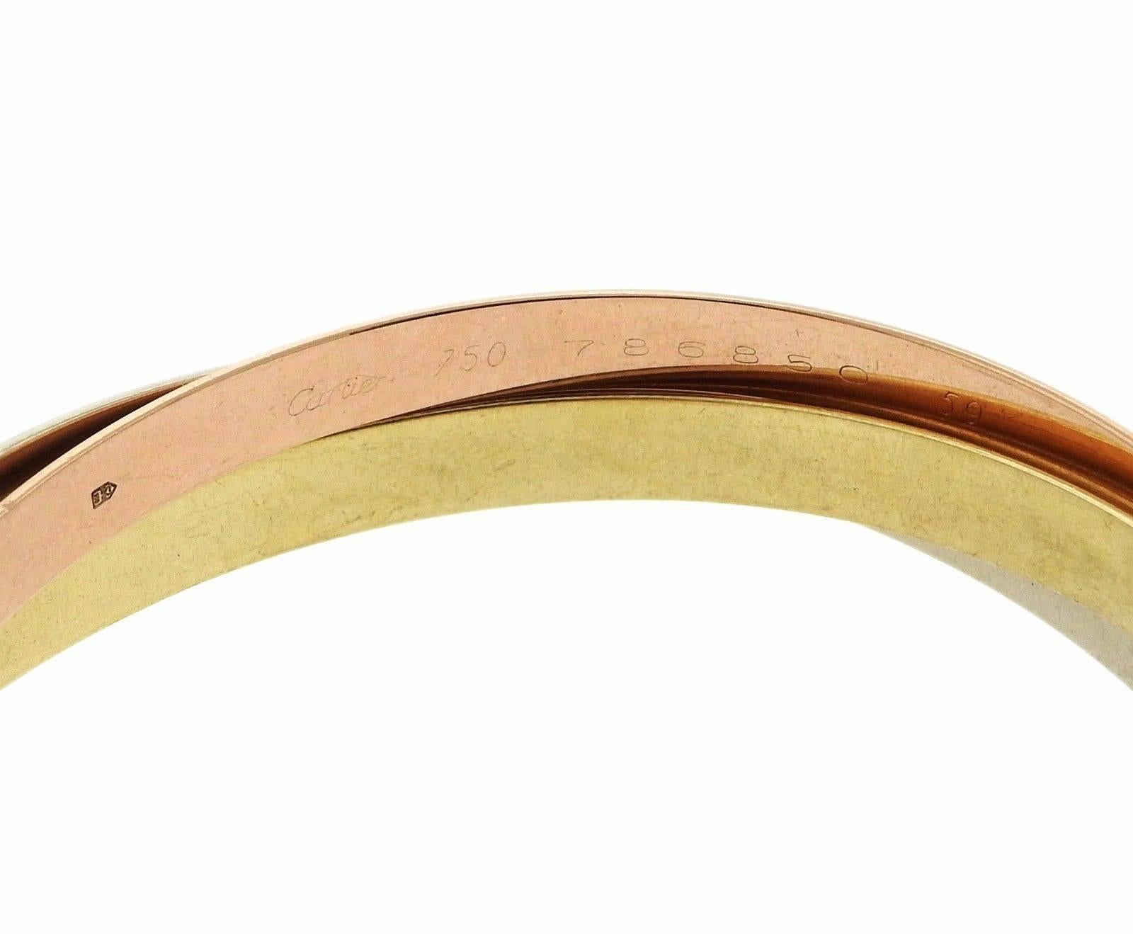 Cartier Trinity Tri Color Gold Rolling Bangle Bracelet In Excellent Condition In Lambertville, NJ