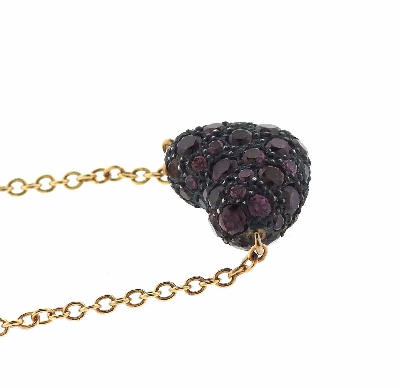 Women's Pomellato Tabou Gold Burnished Silver Rhodolite Heart Pendant Necklace