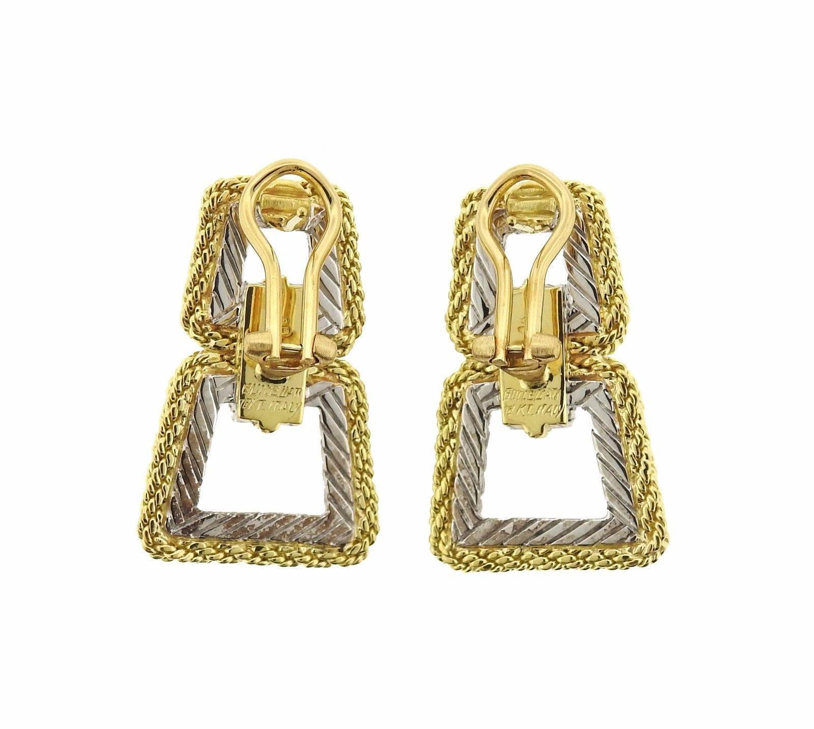 Buccellati Two Color Gold Braided Doorknocker Earrings In Excellent Condition In Lambertville, NJ