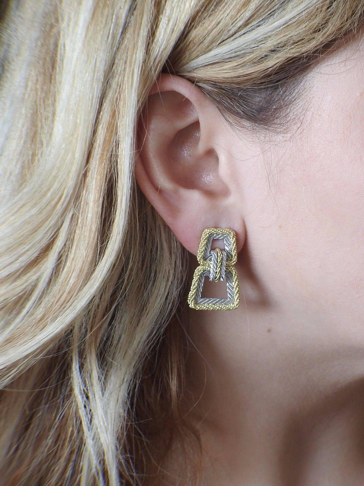 Women's Buccellati Two Color Gold Braided Doorknocker Earrings