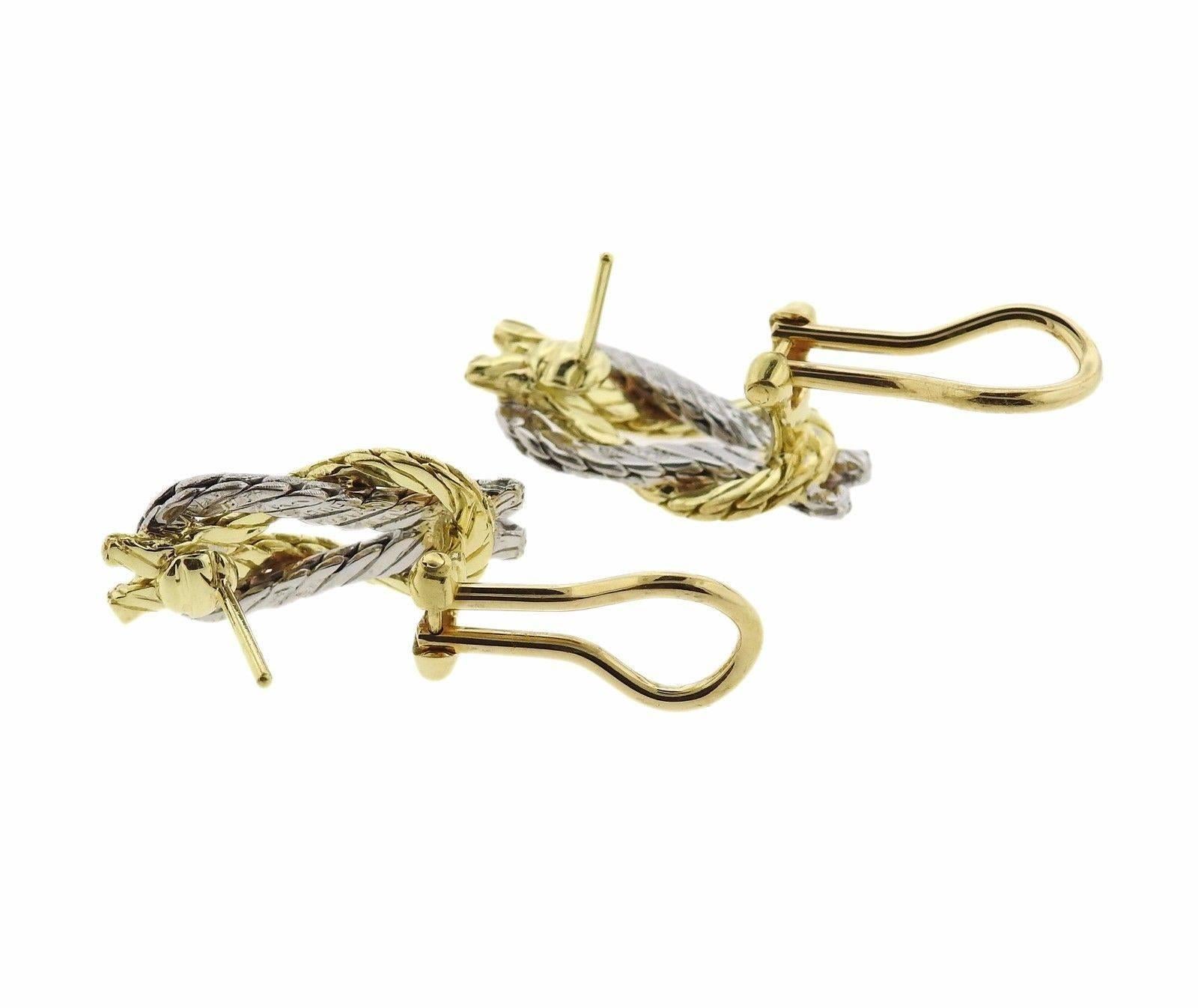 Buccellati Gold Braided Hercules Knot Earrings In Excellent Condition In Lambertville, NJ